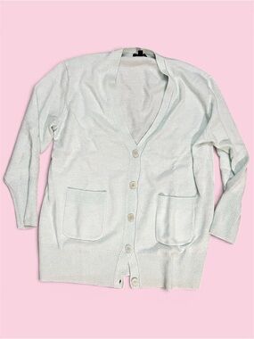 J Crew Mint Button-Front Women's Cardigan boyfriend Sweater L